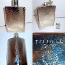 Vintage Hammered Chrome West Germany Whiskey Flask 10 oz Tin Lined  Excellent picture