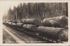Train of Douglas Fir Logs, W.Washington Tacoma 1942 PM Ellis RPPC Photo Postcard picture