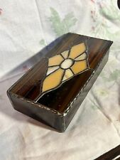Vintage Handmade Stained Glass Jewelry Box Trinkets Storage Fragile picture