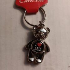 I Love MS Teddy Bear Key Chain - Mississippi  Silver W/moving Arms & Legs picture