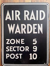 AIR RAID WARDEN Sign • WWII • Pittsburgh • 18