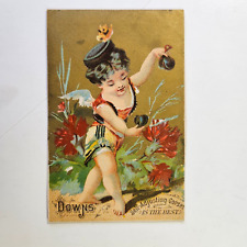 Late 1800s Downs' Self Adjusting Corset Trade Card $2.00 Ship NR picture