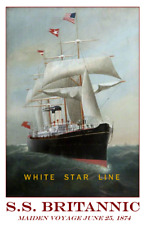 OCEAN LINERS 2158 - White Star Line Britannic of 1874 Poster 11 x 17 picture