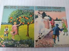 Vintage Postcard Linen Florida In Winter Vs Winter Up North Tichnor Brothers picture