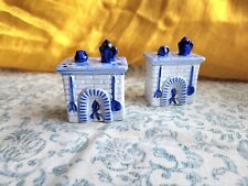 Pair Vintage LUGENE's JAPAN Ceramic Fireplace Salt and Pepper Shakers, Cottage  picture
