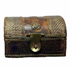 Vintage Handmade Decorative Trinket Wooden Box With Brass Fittings picture
