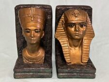 ANCIENT EGYPTIAN ROYALTY BOOKENDS, KING TUTANKHAMUN and QUEEN NEFERTITI picture
