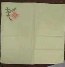 vintage yellow embroidered napkins lot 2 roses picture