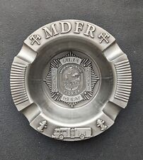 Miami Dade Fire Rescue MDFR Antique Silver Metal Cigar Ashtray Firefighter picture