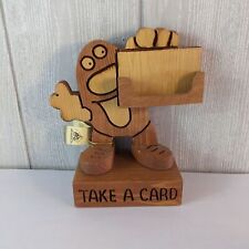 VTG Don Mars Wooden Figurine Card Holder Take A Card NWT 1980s picture
