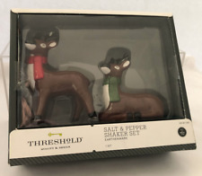Brand New Threshold Reindeer Salt and Pepper Shakers Brown Red Green Christmas picture