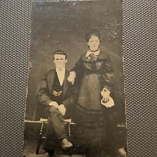 ATQ Circa 1840 1865 Tintype Victorian Covina War Era Husband Wife Couple rich picture