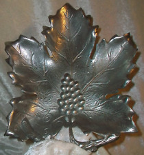Vintage Cast Aluminum Bacchus Grape Leaf Chillable Serving Platter Tray India picture