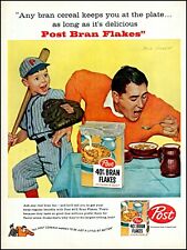 1958 Dick Sargent art boy baseball dad Post Bran Flakes vintage print ad adl82 picture
