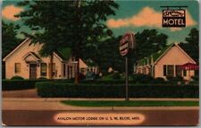 1950s BILOXI, Mississippi Postcard AVALON MOTOR LODGE Highway 90 Roadside Linen picture