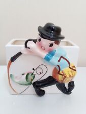 Vintage Planter FISHERMAN whimsical - Dickson, Japan - read picture