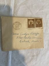2 VTG 1935 HARDING UNITED STATES POSTAGE 1 1/2 CENT STAMPS ON SMALL ENVELOPE picture