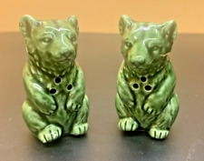 Vintage Green Colored Sitting Bears Salt and Pepper Shakers picture