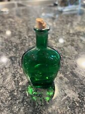 Small Green Glass Bottle Benjamin Franklin Embossed 3