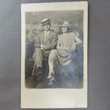 RPPC Postcard Photograph Dapper Trendy Couple in Hats 1920s-30's picture