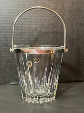 Vintage Lead Crystal Ice Bucket W/ Silver Toned Rim & Handle West Germany 5”High picture