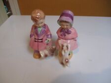 Vintage Pair -Pink Girl & Boy Figurines with Puppies Coventry U.S.A. 1950-60s picture