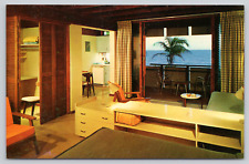 Postcard Sanibel, The Reef Resort Room Interior Mid Century A182 picture