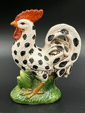 Distressed Spotted Rooster Ceramic Figurine Rustic Farmhouse Decor 7.5” picture