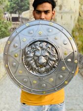 Lion Face Round Shield Medieval Iron Shield Knight Armor Shield Solid Steel 22'' picture