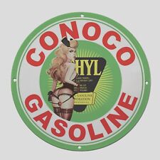 VINTAGE PINUP 1956 GASOLINE OIL CAR SERVICE GIRL DRINK BRAND GAS PUMP SIGN picture
