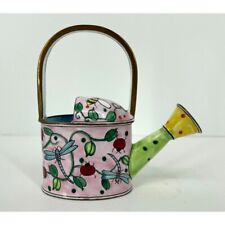 Vintage Kelvin Chen 1999 Enamel Mini Watering Can Pink Ladybugs Signed Numbered picture