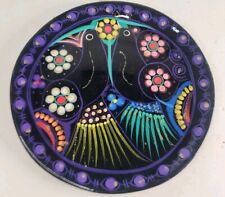 Talavera Mexican Art Pottery Birds 7”Wall Plate Hanging Decor Purple & Glitter picture