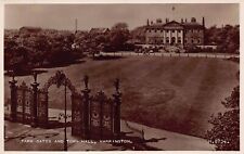 RPPC Warrington England Park Golden Gates Town Hall Photo Vtg Postcard X1 picture