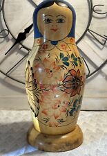 Antique USSR Matryoshka Hand Painted Nesting Doll 3 Pce Bottle Holder 13.5” picture