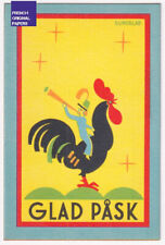 Easter / SUNDBLAD - SMALL CPA 1935s Vintage Sweden Art Deco postcard rooster picture