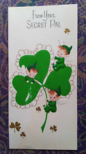 Rust Craft Vintage St. Patrick's Day Elf Fairy Card 1950's Damaged Unused picture
