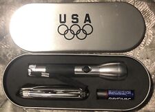 Vintage Olympic Silver Tin with Flashlight and Multiple tool Never used picture