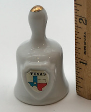 Souvenir The State of Texas White Ceramic Bell Miniature picture