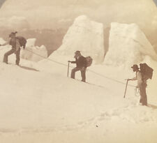 Mt Blanc Ice Cliffs Climbers Bossons Glacier Alps c1901 Underwood Stereo SA6 picture