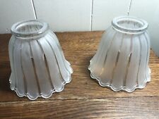 (2( VTG Etched Clear Glass Flower Petal Ceiling Fan Light Shade Cover 2