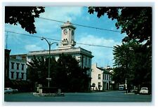 c1950's Greencastle PA, Public Square Showing National Bank Clock Tower Postcard picture