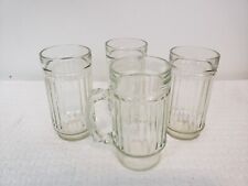 (J24) Vintage RIBBED CLEAR GLASS Diner Style Juice Beverage Tumblers Lot of 4 picture