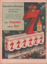 1953 Seagram's 7 Whiskey Vintage Print Ad Christmas Remember in December picture