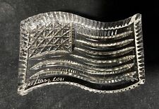 2001 WATERFORD CRYSTAL AMERICAN FLAG PAPERWEIGHT SIGNED 4.75x”x3” picture