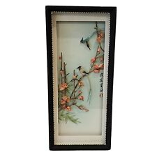 Vintage Chinese Bird 3D Shell Shadow Box Wall Art 12x6” picture