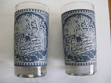 2 Royal  Currier and Ives Blue 8 Oz Juice Glasses picture