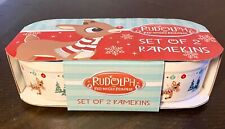 Rudolph The Red Nosed Reindeer Christmas Ramekins Bakeware Set Of 2 NWT picture