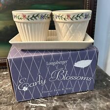 LONGABERGER USA Pottery EARLY BLOSSOMS Flower POTS & TRAY Made In USA 38679 NIB picture