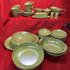 MCM Mid Century ModernGreen Plastic Dishes. 35-piece Set. See Description (F) picture