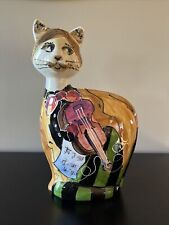 VINTAGE LIMITED EDITION TUROV VIOLIN MUSIC CAT STATUE SIGNED  ~ RUSSIA picture